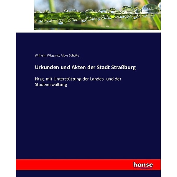 Urkunden und Akten der Stadt Straßburg, Wilhelm Wiegand, Aloys Schulte