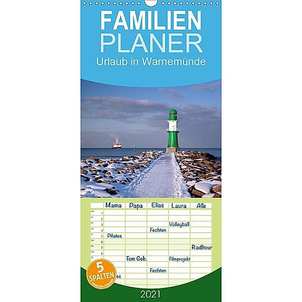 Urlaub in Warnemünde - Familienplaner hoch (Wandkalender 2021 , 21 cm x 45 cm, hoch), Thomas Deter