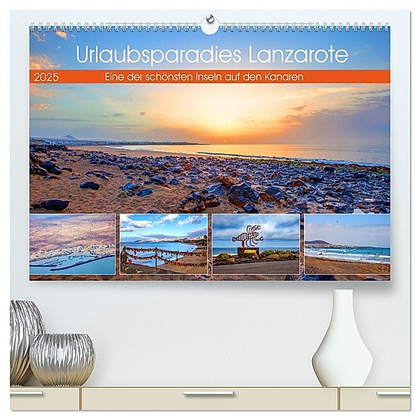 Urlaubsparadies Lanzarote (hochwertiger Premium Wandkalender 2025 DIN A2 quer), Kunstdruck in Hochglanz, Calvendo, Christa Kramer