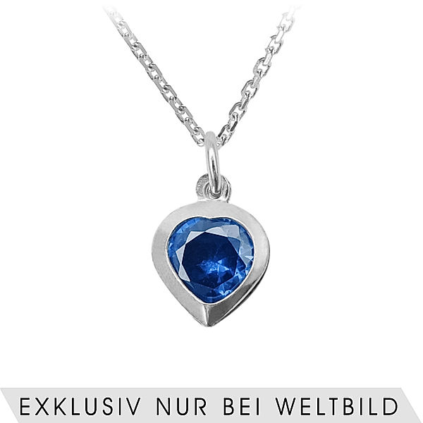 Ursula Christ Anhänger blaues Herz mit Kette Silber 925