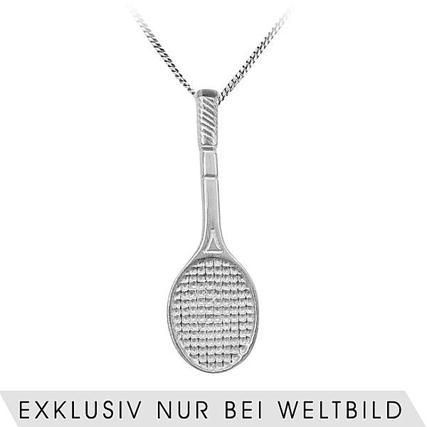 Ursula Christ Anhänger Tennisschläger mit Kette Silber 925