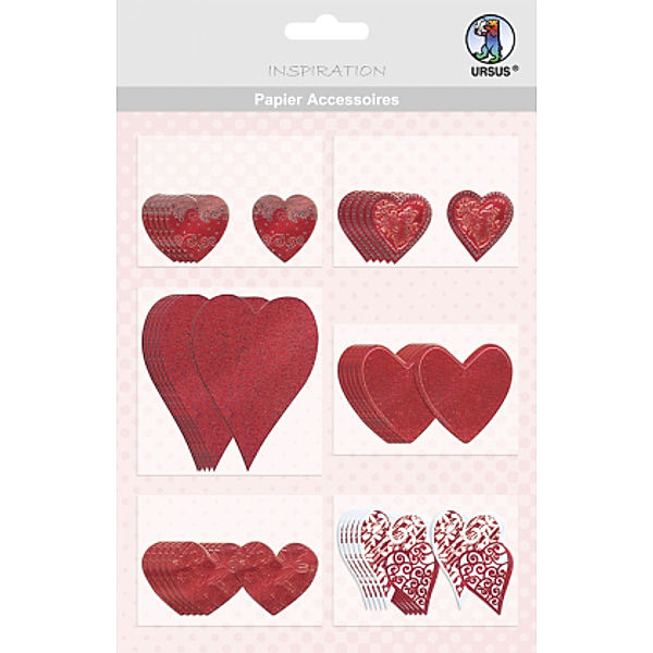 URSUS 36 Papier-Accessoires Herzen, rot