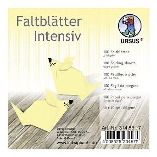 URSUS Faltblätter Intensiv, 10 x 10 cm, lichtgelb