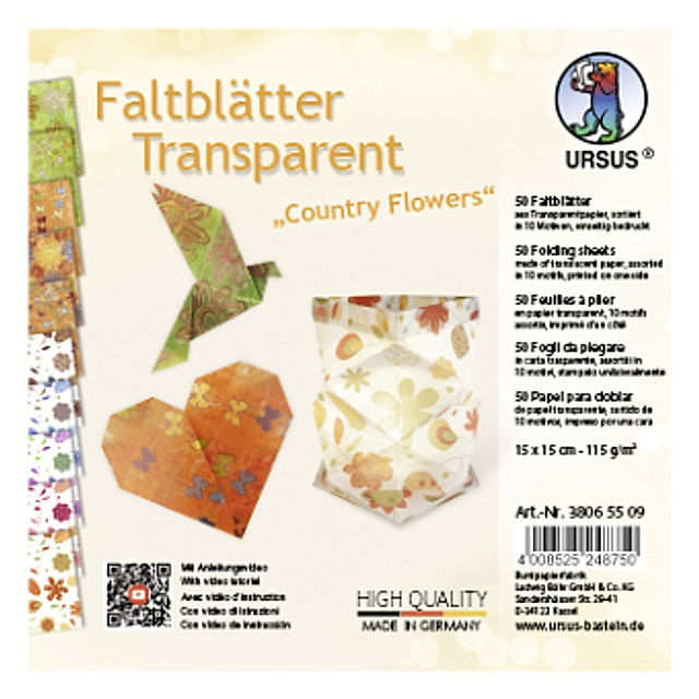 URSUS Faltblätter Transparent Country Flowers online kaufen - Orbisana