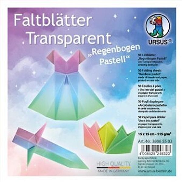 URSUS Faltblätter Transparent Regenbogen pastell