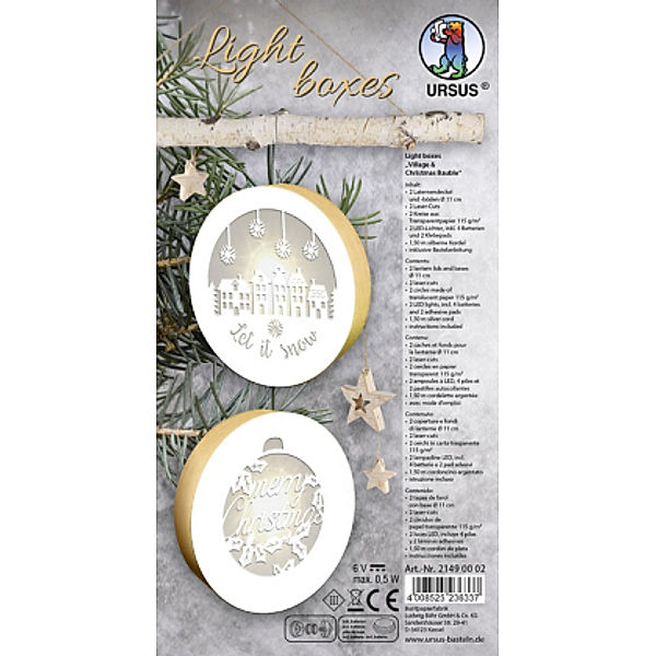 URSUS Light boxes Village & Christmas Bauble, Ø 11 cm