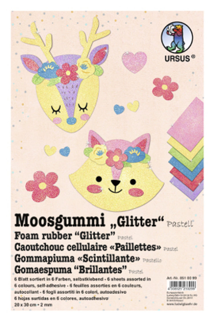 URSUS Moosgummi Glitter - Pastell, 20 x 30 cm, sortiert | Weltbild.de