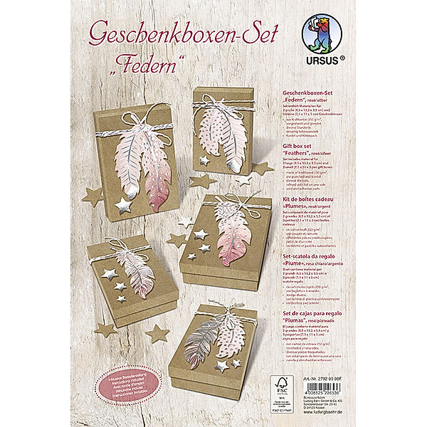 URSUS - URSUS Geschenkboxen-Set Federn, rosé/silber