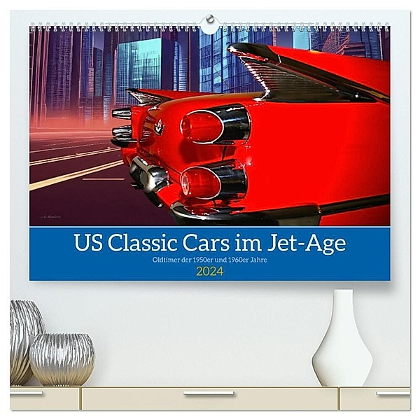 US Classic Cars im Jet-Age (hochwertiger Premium Wandkalender 2024 DIN A2 quer), Kunstdruck in Hochglanz, Peter Kraaibeek
