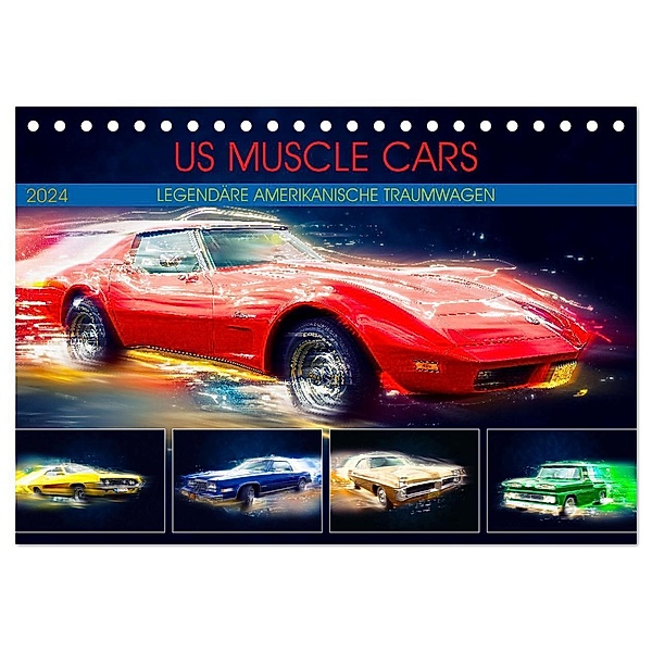 US Muscle Cars Legendäre Amerikanische Traumwagen (Tischkalender 2024 DIN A5 quer), CALVENDO Monatskalender, Dirk Meutzner