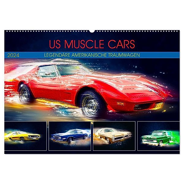 US Muscle Cars Legendäre Amerikanische Traumwagen (Wandkalender 2024 DIN A2 quer), CALVENDO Monatskalender, Dirk Meutzner