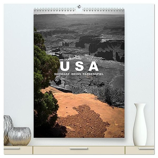 USA - Schwarz weiss Farbenspiel / CH-Version (hochwertiger Premium Wandkalender 2024 DIN A2 hoch), Kunstdruck in Hochglanz, Mona Stut Artwork