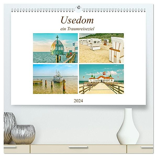 Usedom - ein Traumreiseziel (hochwertiger Premium Wandkalender 2024 DIN A2 quer), Kunstdruck in Hochglanz, Nina Schwarze