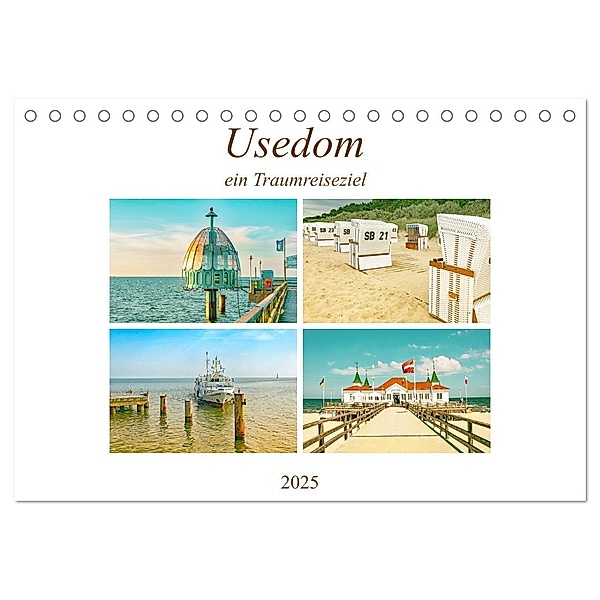 Usedom - ein Traumreiseziel (Tischkalender 2025 DIN A5 quer), CALVENDO Monatskalender, Calvendo, Nina Schwarze