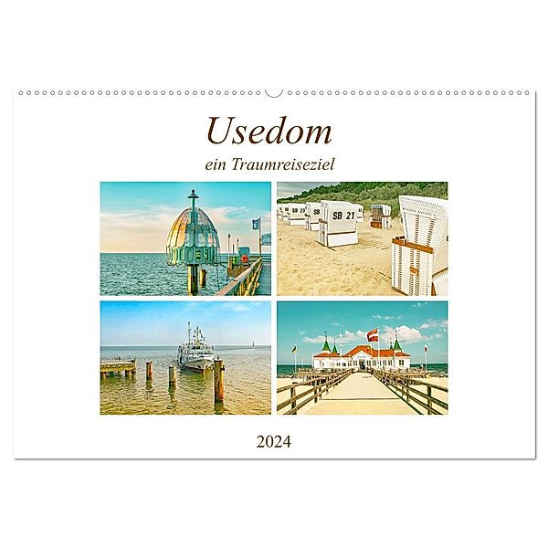 Usedom - ein Traumreiseziel (Wandkalender 2024 DIN A2 quer), CALVENDO Monatskalender, Nina Schwarze