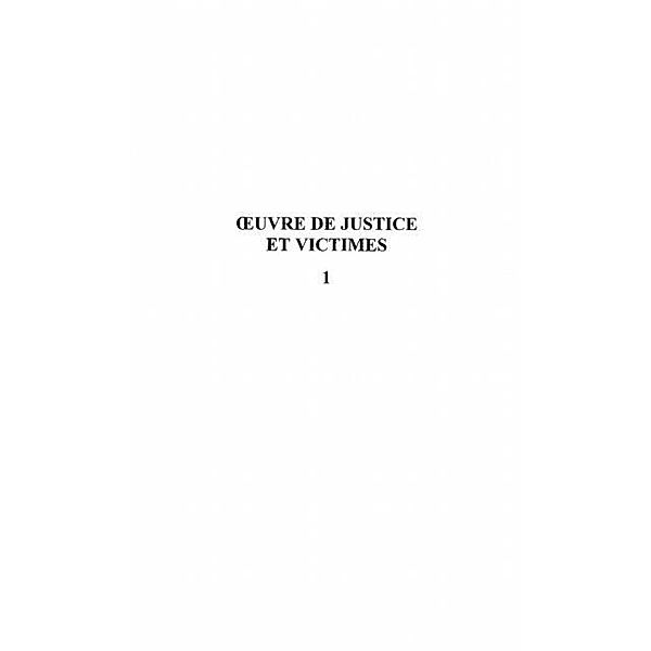 ?'UVRE DE JUSTICE ET VICTIMES / Hors-collection, Collectif