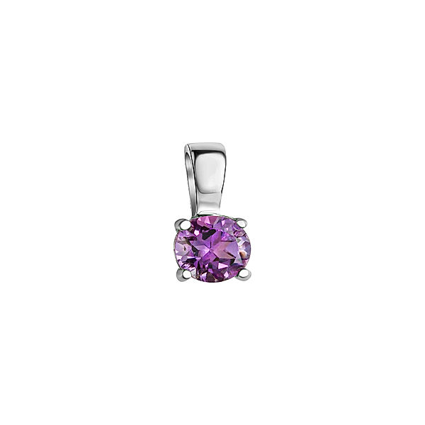 V Anhänger 925/- Sterling Silber Amethyst lila 1,0cm Glänzend