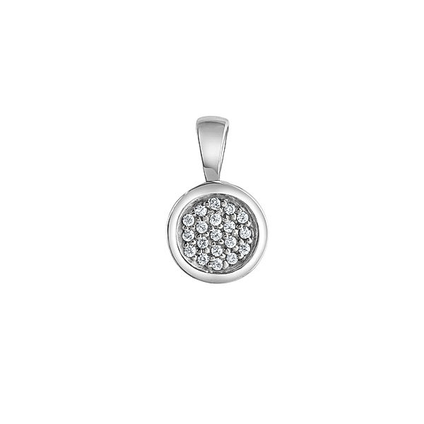 V Anhänger 925/- Sterling Silber Zirkonia 1,4cm Glänzend