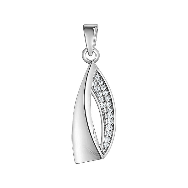 V Anhänger 925/- Sterling Silber Zirkonia 2,8cm Glänzend