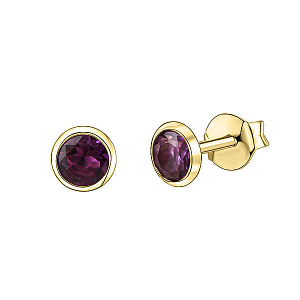 V Ohrstecker 585/- Gold Amethyst lila 0,4cm Glänzend