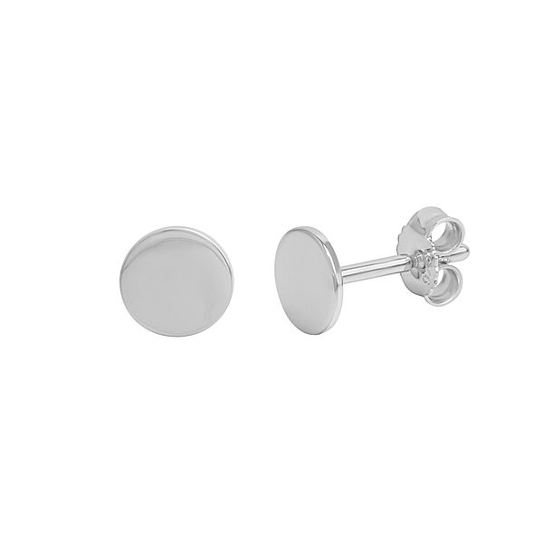 V Ohrstecker 925 Silber rhodiniert Scheibe 8mm 925/- Sterling Silber 1,0cm Glänzend