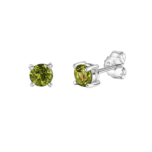 V Ohrstecker 925/- Sterling Silber Peridot grün 0,5cm Glänzend