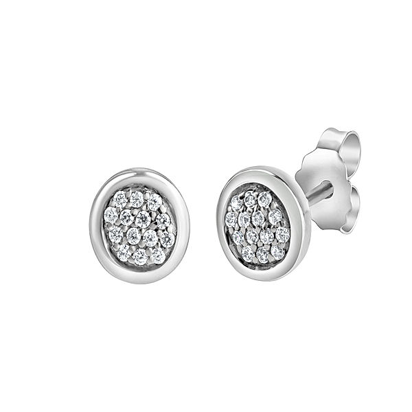 V Ohrstecker 925/- Sterling Silber Zirkonia weiß 0,7cm Glänzend