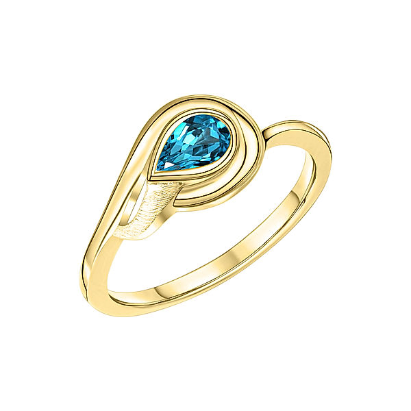 V Ring 375/- Gold Blautopas beh. blau Glänzend (Größe: 054 (17,2))