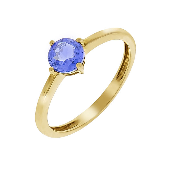 V Ring 375/- Gold Tansanit blau Glänzend 0,82ct. (Größe: 060 (19,1))