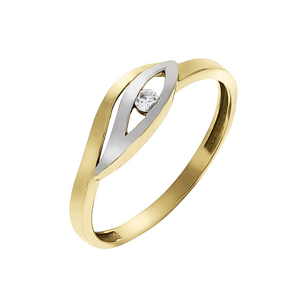 V Ring 375/- Gold Zirkonia weiß Glänzend (Größe: 052 (16,6))