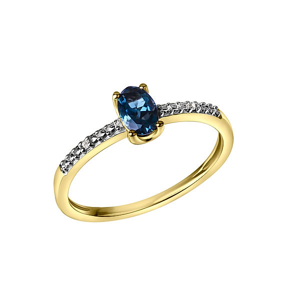 V Ring 585/- Gold Diamant weiß Glänzend 0,006ct. (Größe: 058 (18,5))