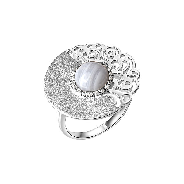 V Ring 925/- Sterling Silber Achat hellblau Matt/Glanz (Größe: 064 (20,4))