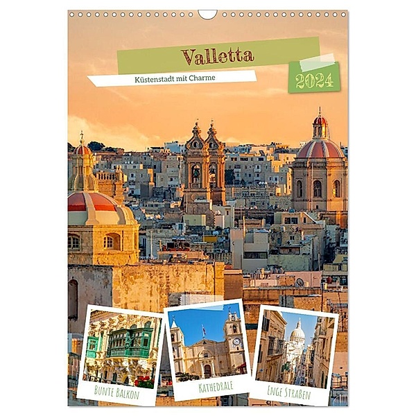 Valletta - Küstenstadt mit Charme (Wandkalender 2024 DIN A3 hoch), CALVENDO Monatskalender, Nina Schwarze
