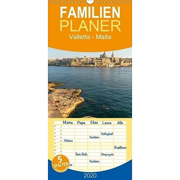 Valletta - Malta - Familienplaner hoch (Wandkalender 2020 , 21 cm x 45 cm, hoch), Peter Schickert