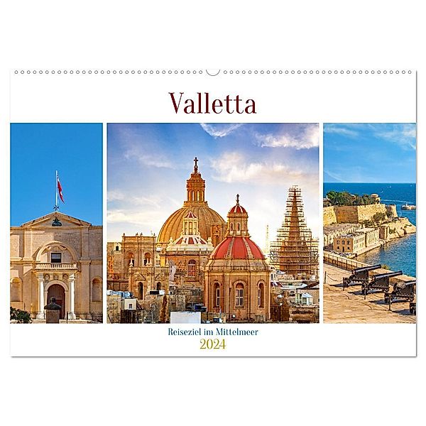 Valletta - Reiseziel im Mittelmeer (Wandkalender 2024 DIN A2 quer), CALVENDO Monatskalender, Nina Schwarze