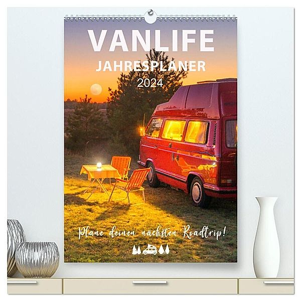 Vanlife Jahresplaner (hochwertiger Premium Wandkalender 2024 DIN A2 hoch), Kunstdruck in Hochglanz, Mario Weigt