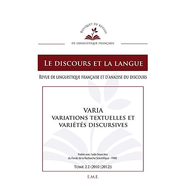 Varia, Variations textuelles et variétés discursives, Collectif