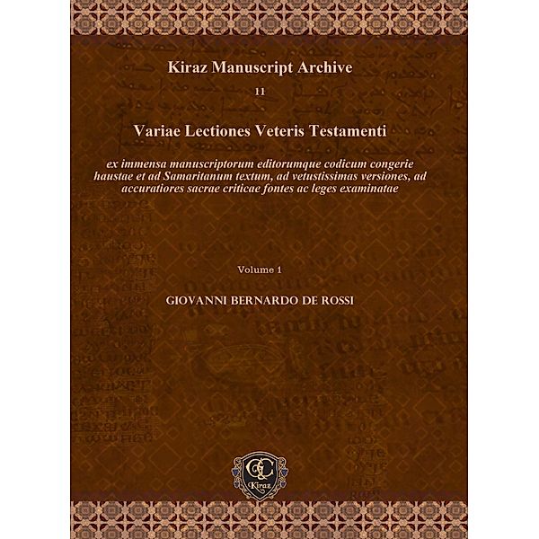 Variae Lectiones Veteris Testamenti, Giovanni Bernardo De Rossi