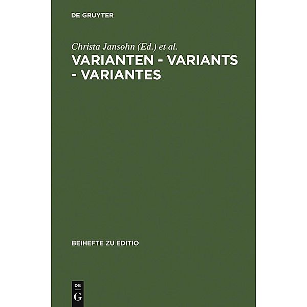 Varianten - Variants - Variantes / editio / Beihefte Bd.22