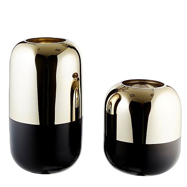 Vasen-Set, 2-tlg. Style Goldfarben/Schwarz