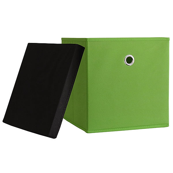 VCM 10er Set Faltbox Klappbox Sammelbox Stoffbox Regalbox Regalkorb Boxas VCM 10er-Set Faltbox Klappbox Boxas (Farbe: Grün, Ausführung: mit schwarzem Deckel)
