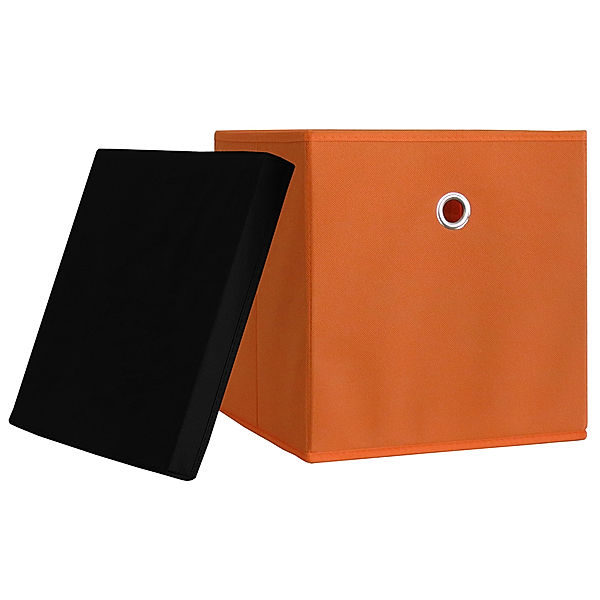 VCM 10er Set Faltbox Klappbox Sammelbox Stoffbox Regalbox Regalkorb Boxas VCM 10er-Set Faltbox Klappbox Boxas (Farbe: Orange, Ausführung: mit schwarzem Deckel)