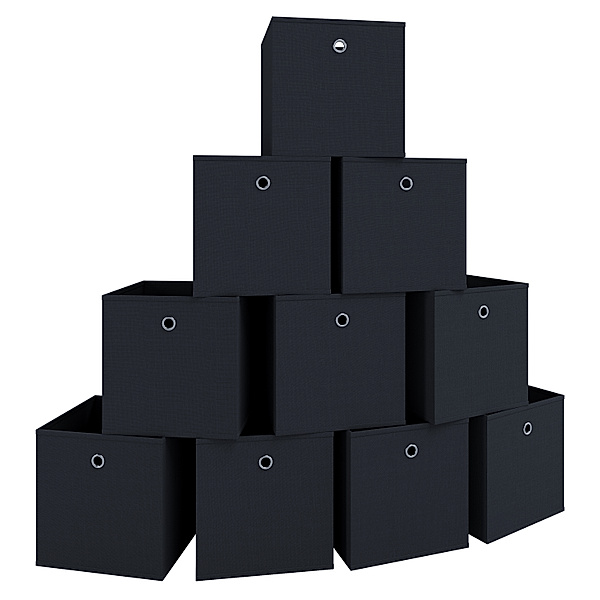 VCM 10er Set Stoff Faltbox Klappbox Boxas (Farbe: Schwarz)