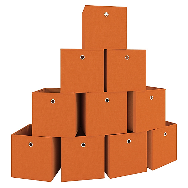 VCM 10er Set Stoff Faltbox Klappbox Boxas (Farbe: Orange)