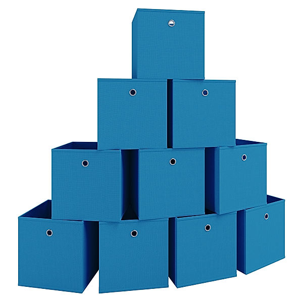 VCM 10er Set Stoff Faltbox Klappbox Boxas (Farbe: Blau)