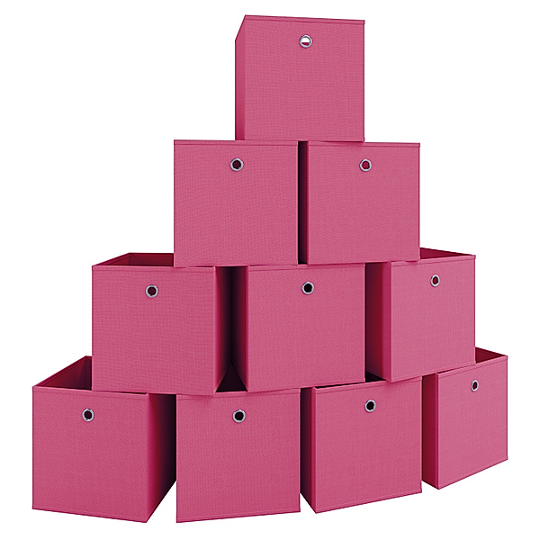 VCM 10er Set Stoff Faltbox Klappbox Boxas (Farbe: Pink)