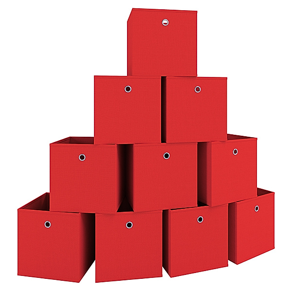 VCM 10er Set Stoff Faltbox Klappbox Boxas (Farbe: Rot)