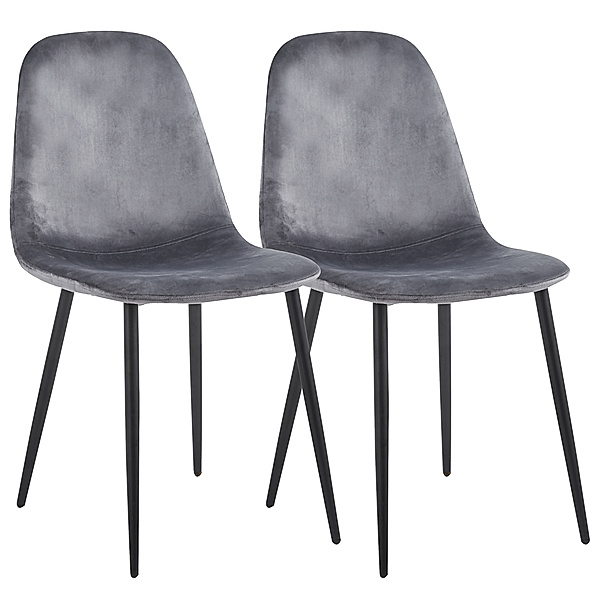 VCM 2er Esszimmerstühle skandinavischer gepolsterter Küchenstuhl Stühle Esszimmer Esstischtisch Rückenlehne Fiolo (Farbe: Hellgrau)