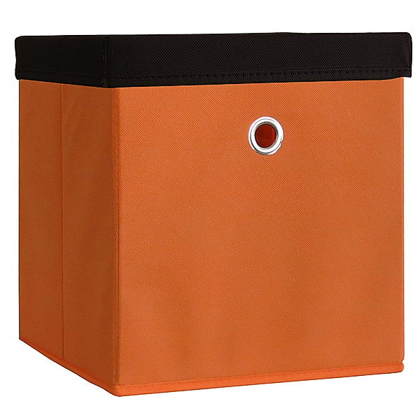VCM 2er Set Faltbox Klappbox Sammelbox Stoffbox Regalbox Regalkorb Korb Boxas VCM 2er-Set Faltbox Klappbox Boxas (Farbe: Orange, Ausführung: mit schwarzem Deckel)