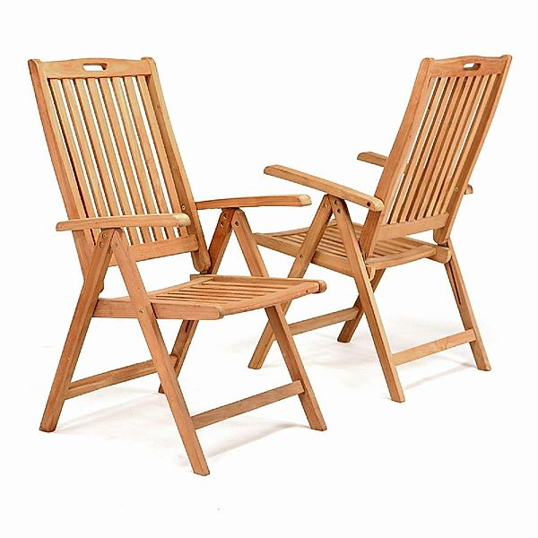 VCM 2er Set Hochlehner Klappstuhl Gartenstuhl Teak Holz (Farbe: Braun)